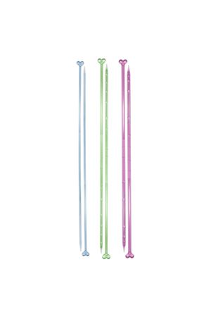 Kartopu Renkli Örgü Şişi Esnek Kırılmaz Plastik 3 Çift Her Numara Farklı 4.0, 5.0, 6.0mm Boy 35cm