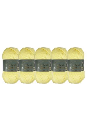 5'li Paket Polyanna Family Yarn Anti Pilling Örgü İpi No:504 Sarı