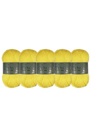 5'li Paket Polyanna Family Yarn Anti Pilling Örgü İpi No:505 Civciv Sarısı