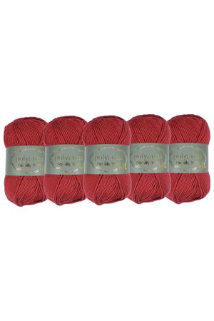 5'li Paket Polyanna Family Yarn Anti Pilling Örgü İpi No:529 Kırmızı