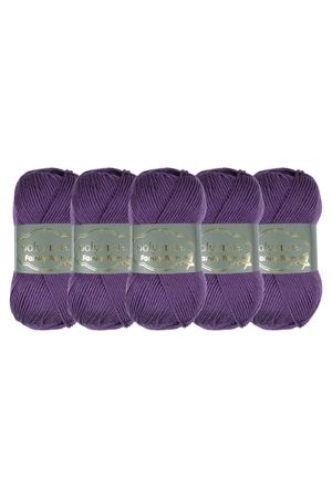 5'li Paket Polyanna Family Yarn Anti Pilling Örgü İpi No:538 Mor