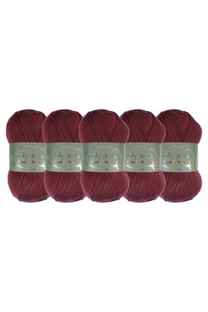 5'li Paket Polyanna Family Yarn Anti Pilling Örgü İpi No:546 Bordo