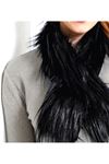 Yarnart Kürk X-Scarf Hazır Kalıplı Dikilebilir Pelüş İçten Geçmeli Atkı Siyah